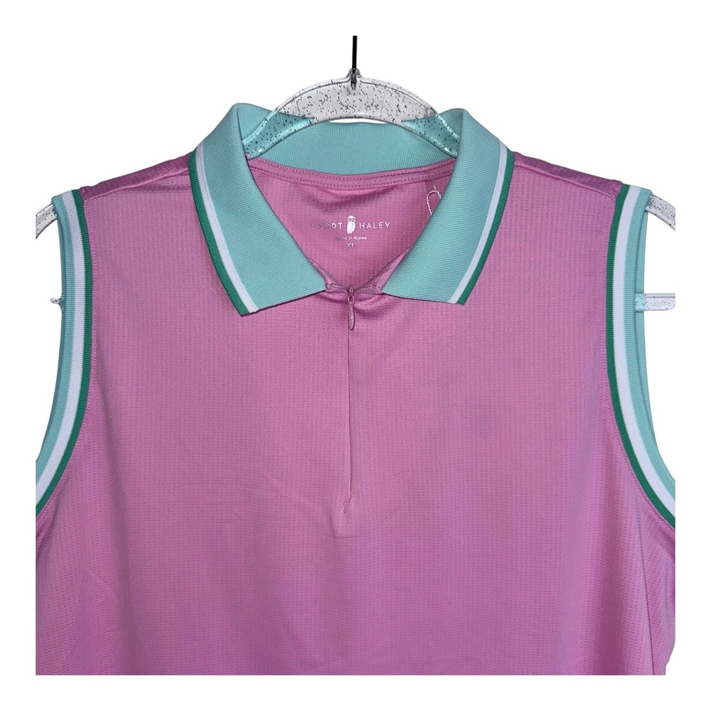 Sport Haley Womens Size XL Pink Sleeveless Quarter Zip Polo Shirt NWT - Picture 3 of 6